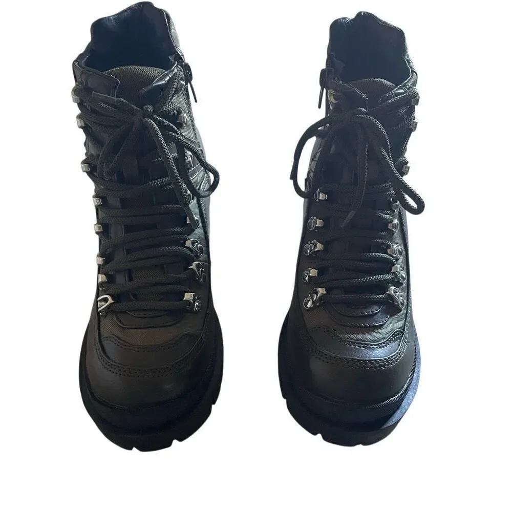 JEFFREY CAMPBELL | road rage lug sole green black hiker inspired ankle boots 8.5
